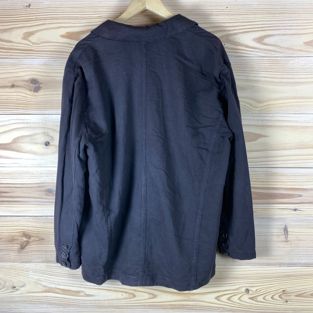 Free People Boyfriend Blazer Large Blue Oversized Linen Jacket Slouchy Prep - Picture 5 of 9